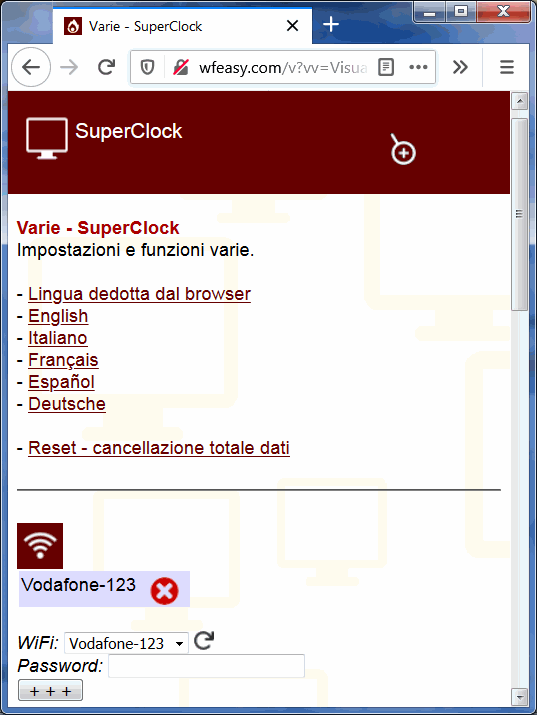 impostazioni e scelta wifi