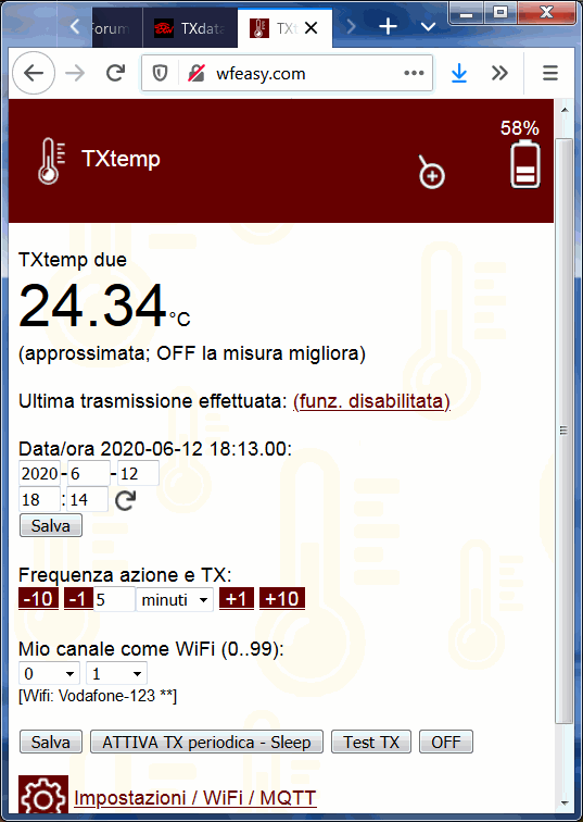 trasmetti temperatura WiFi MQTT